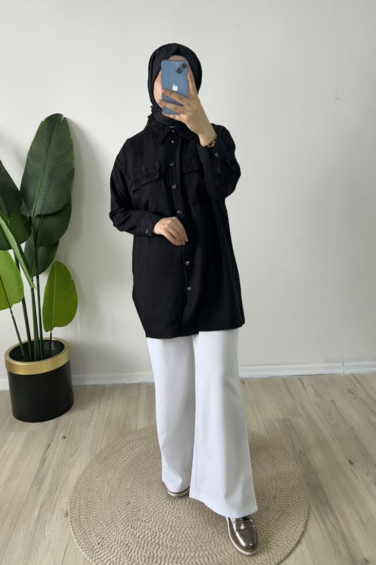 Beyza Palazzo Keten Pantolon Beyaz