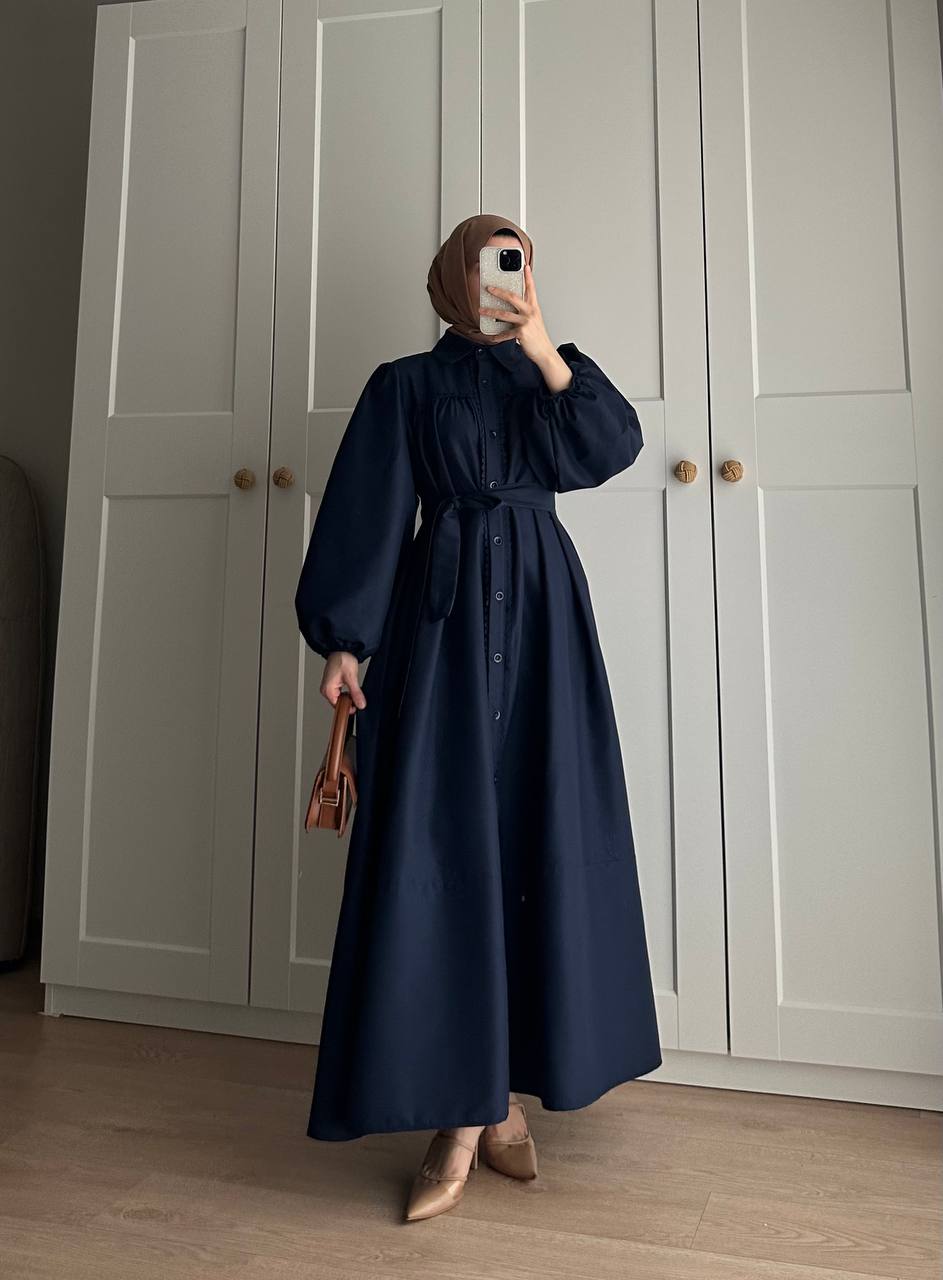 Lina Dantel Detaylı Kuşaklı Elbise