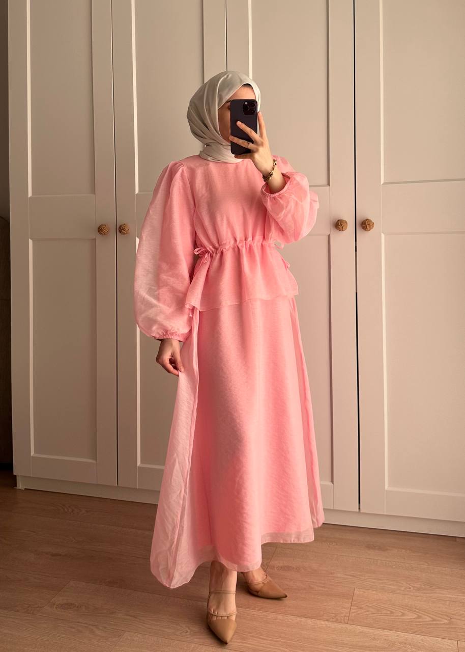 Manolya Organze Kumaş Elbise Yavruağzı