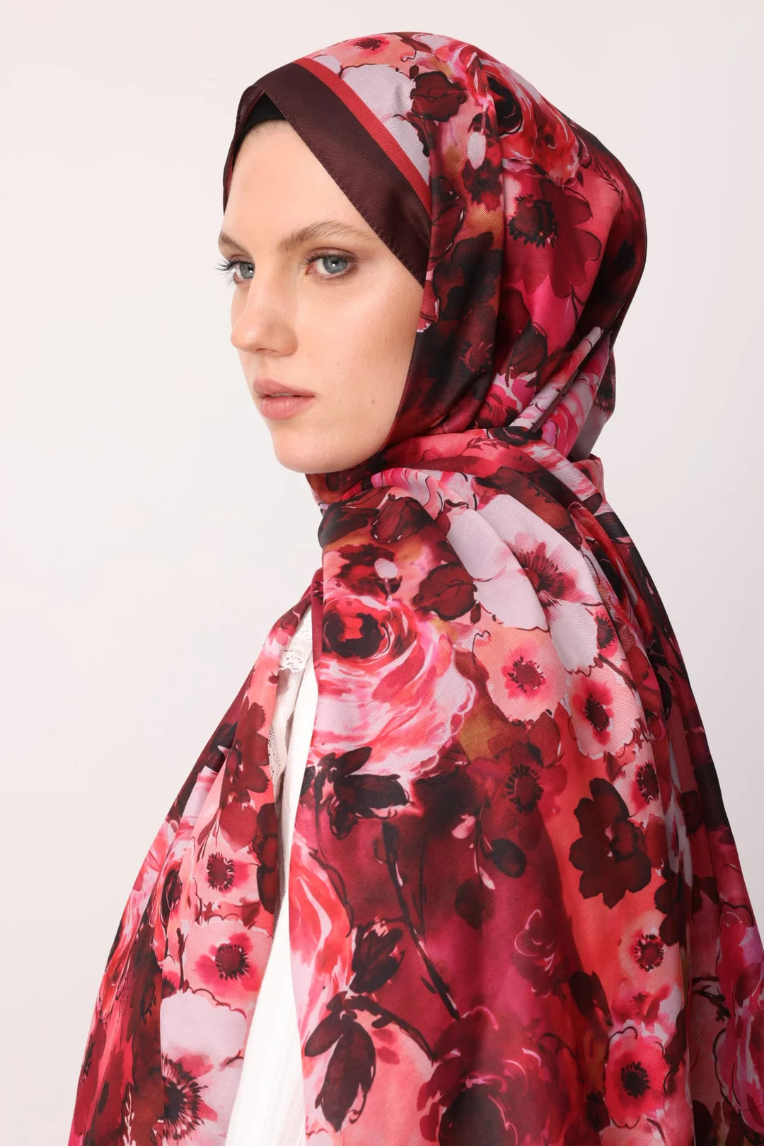 Vensel Desen Pamuk Şal Bordo