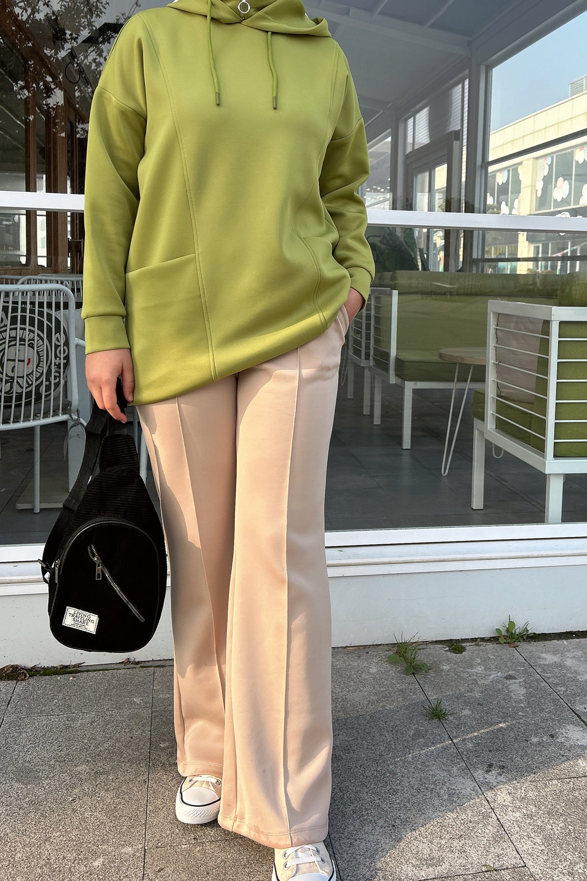 Scuba Sweat Pantolon Takım Yağ Yeşili Ve Vizon