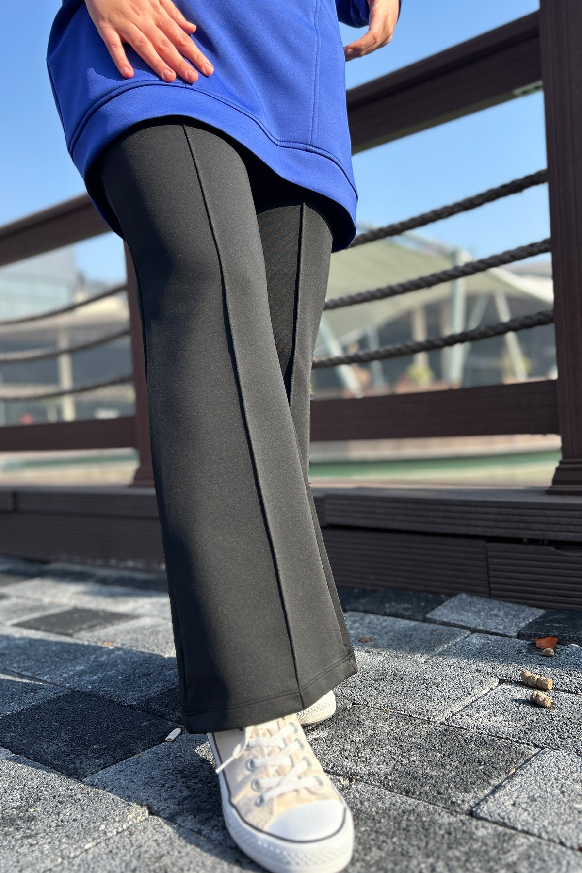 Scuba Sweat Pantolon Takım Saks Ve Siyah