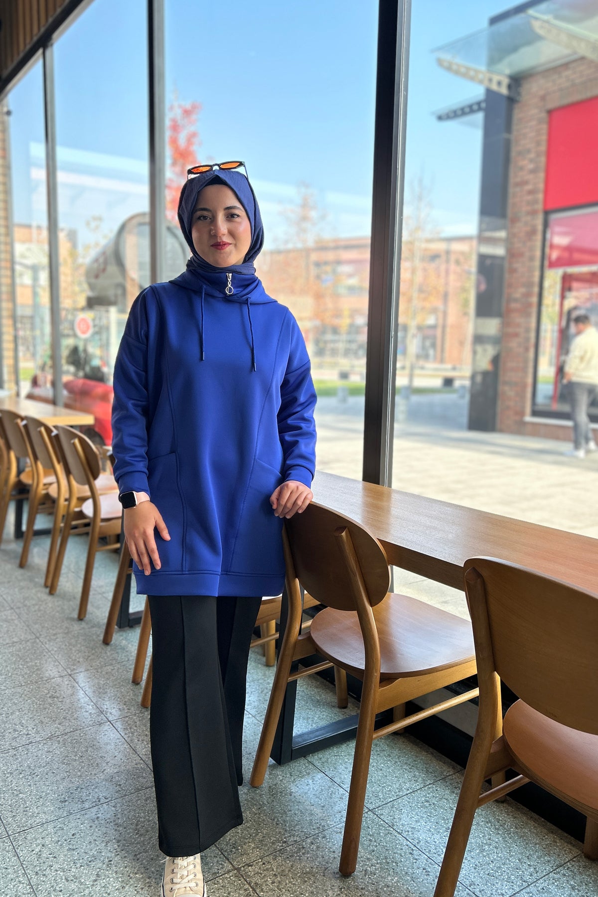 Scuba Sweat Pantolon Takım Saks Ve Siyah