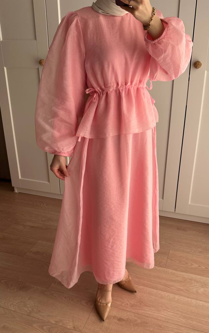 Manolya Organze Kumaş Elbise Yavruağzı