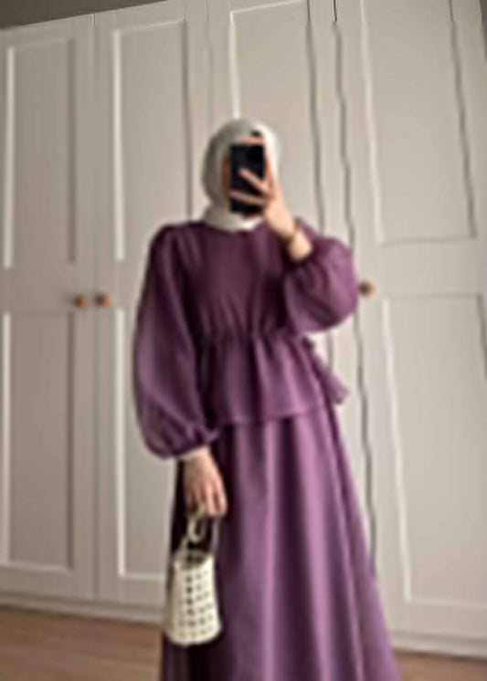 Manolya Organze Kumaş Elbise Lila