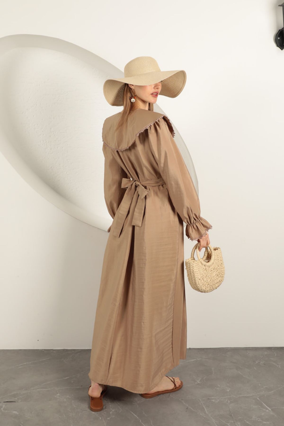 Modal Kumaş Dantelli Kadın Elbise-Vizon