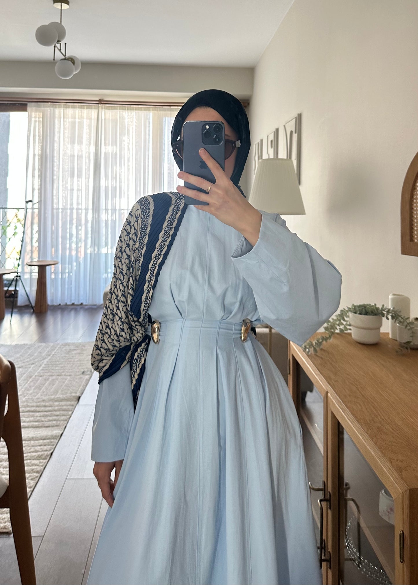 Wendy Poplin Kumaş Elbise - Mavi