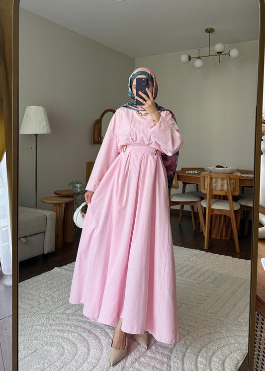 Wendy Poplin Kumaş Elbise - Pembe
