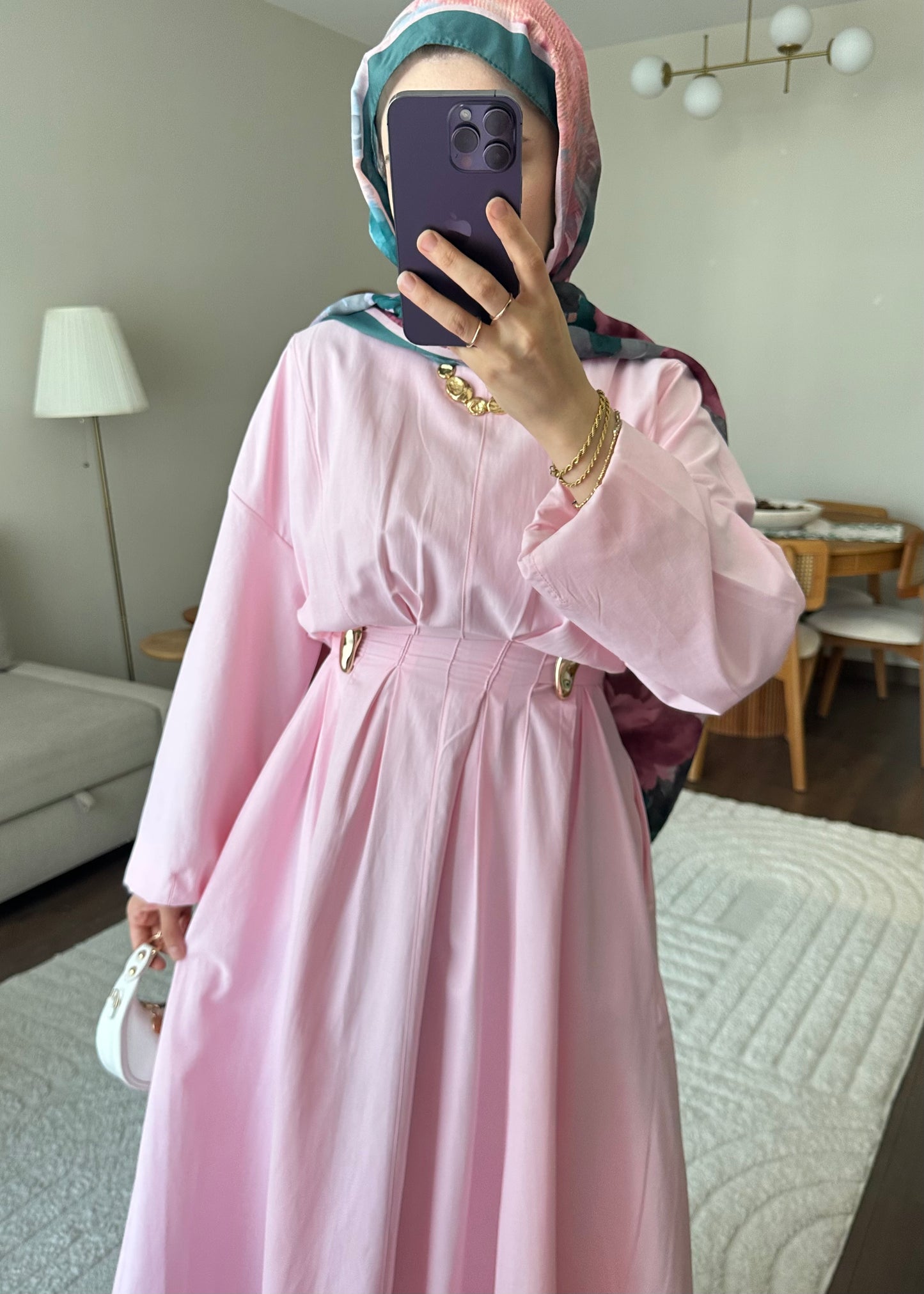Wendy Poplin Kumaş Elbise - Pembe