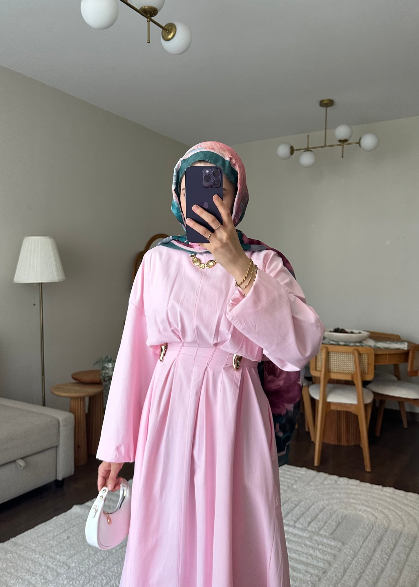Wendy Poplin Kumaş Elbise - Pembe