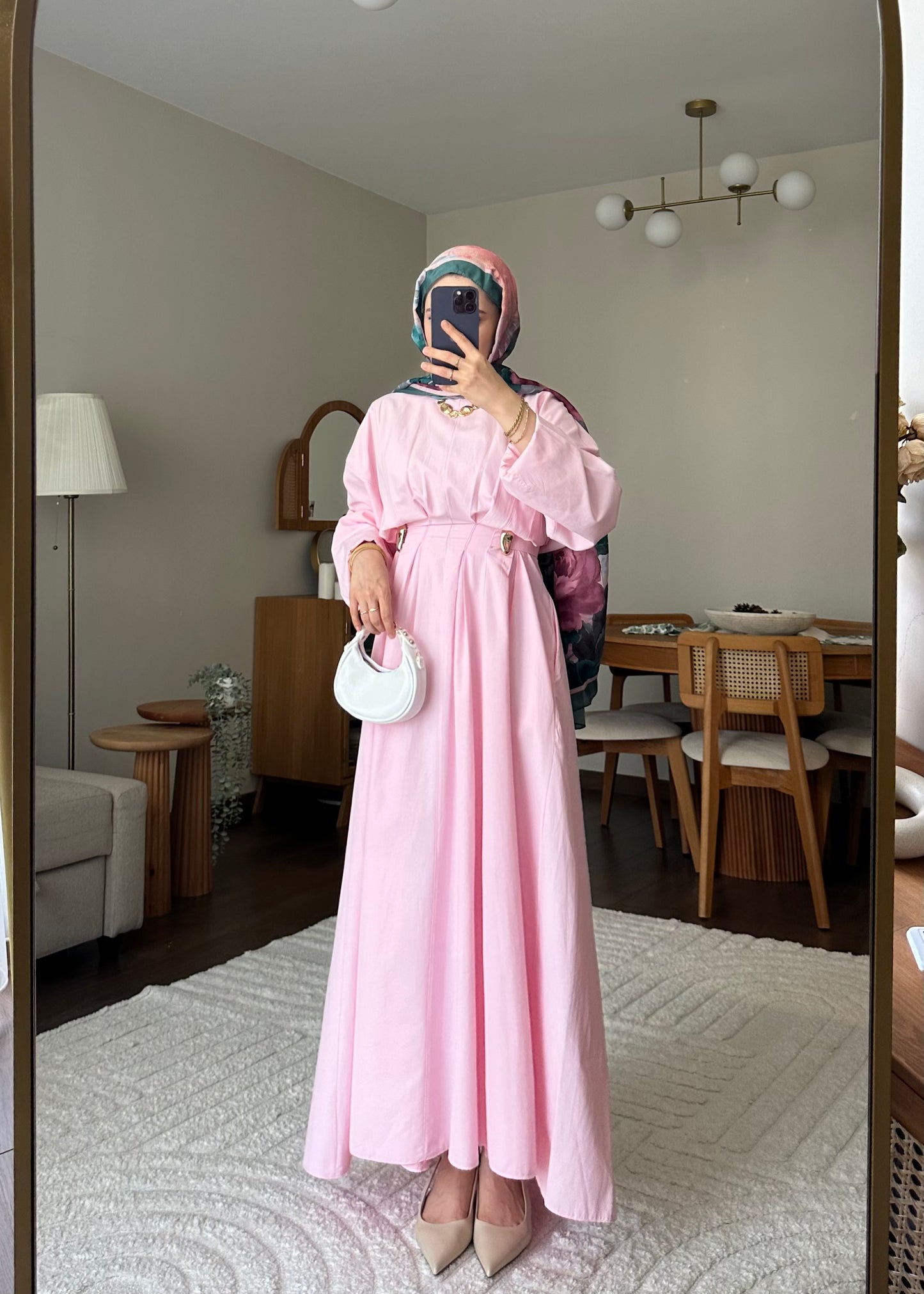 Wendy Poplin Kumaş Elbise - Pembe