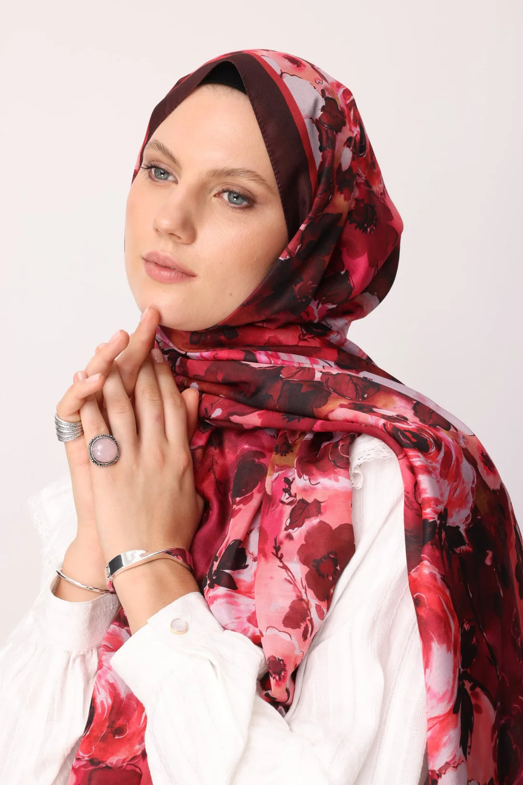 Vensel Desen Pamuk Şal Bordo