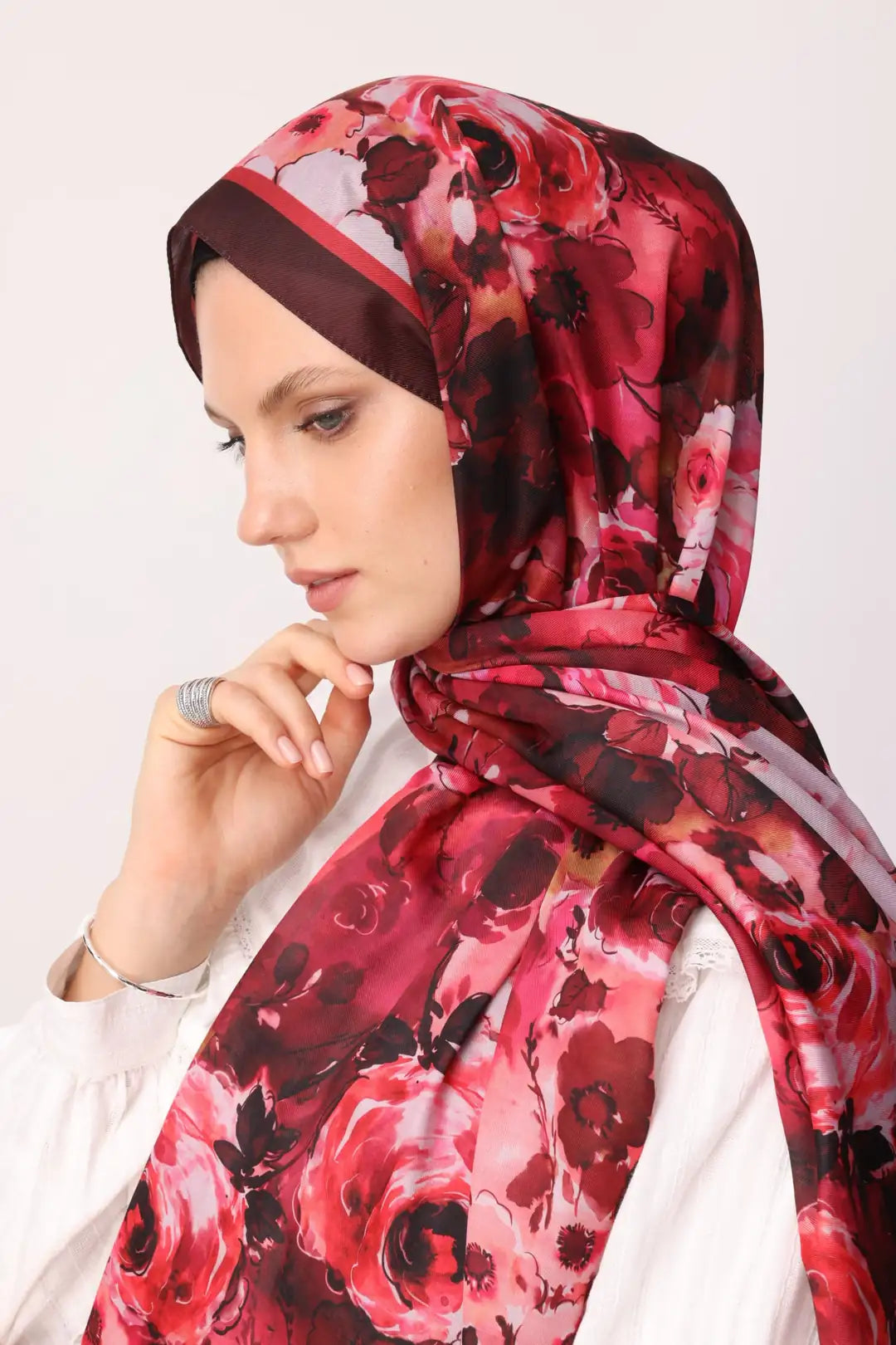 Vensel Desen Pamuk Şal Bordo