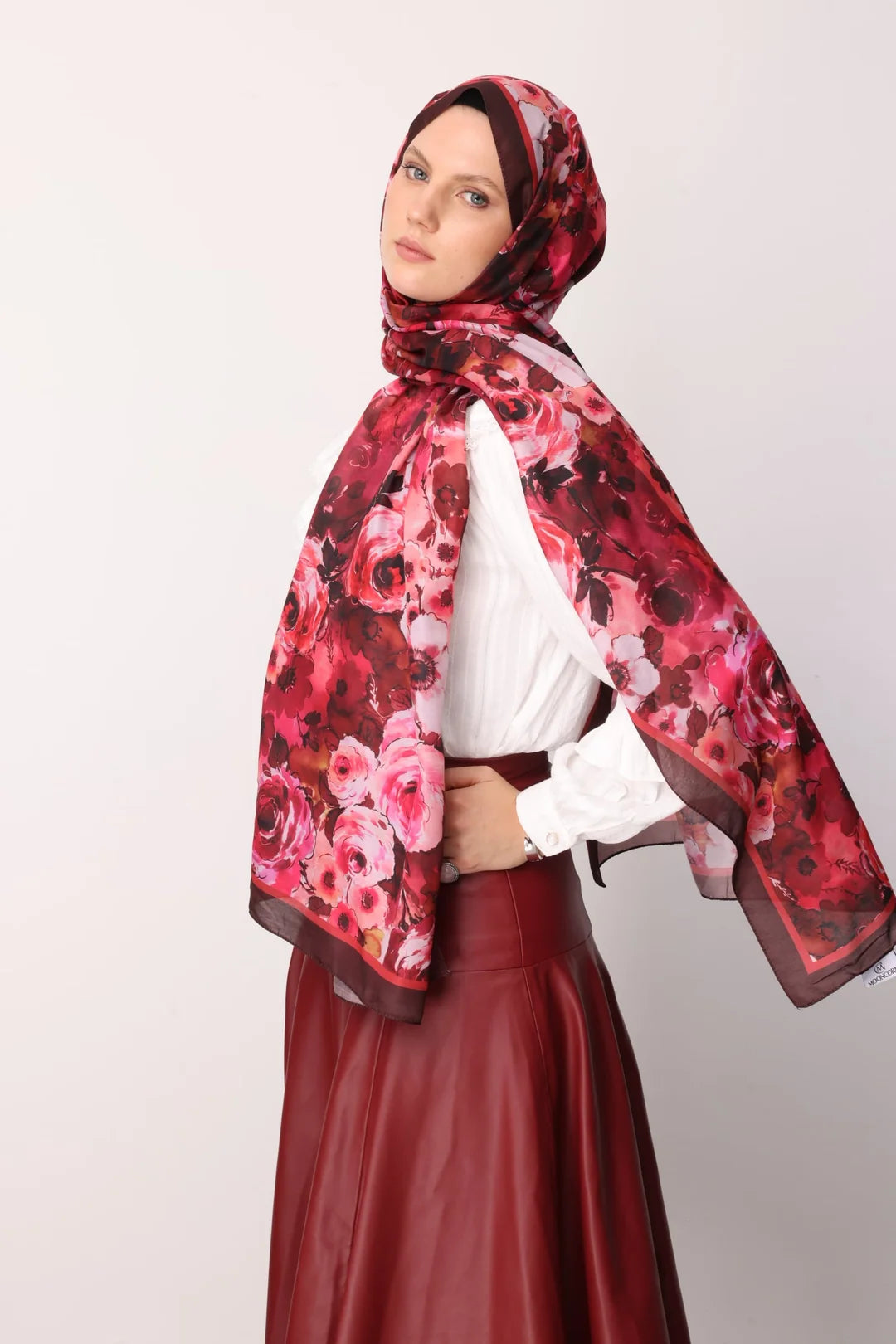 Vensel Desen Pamuk Şal Bordo