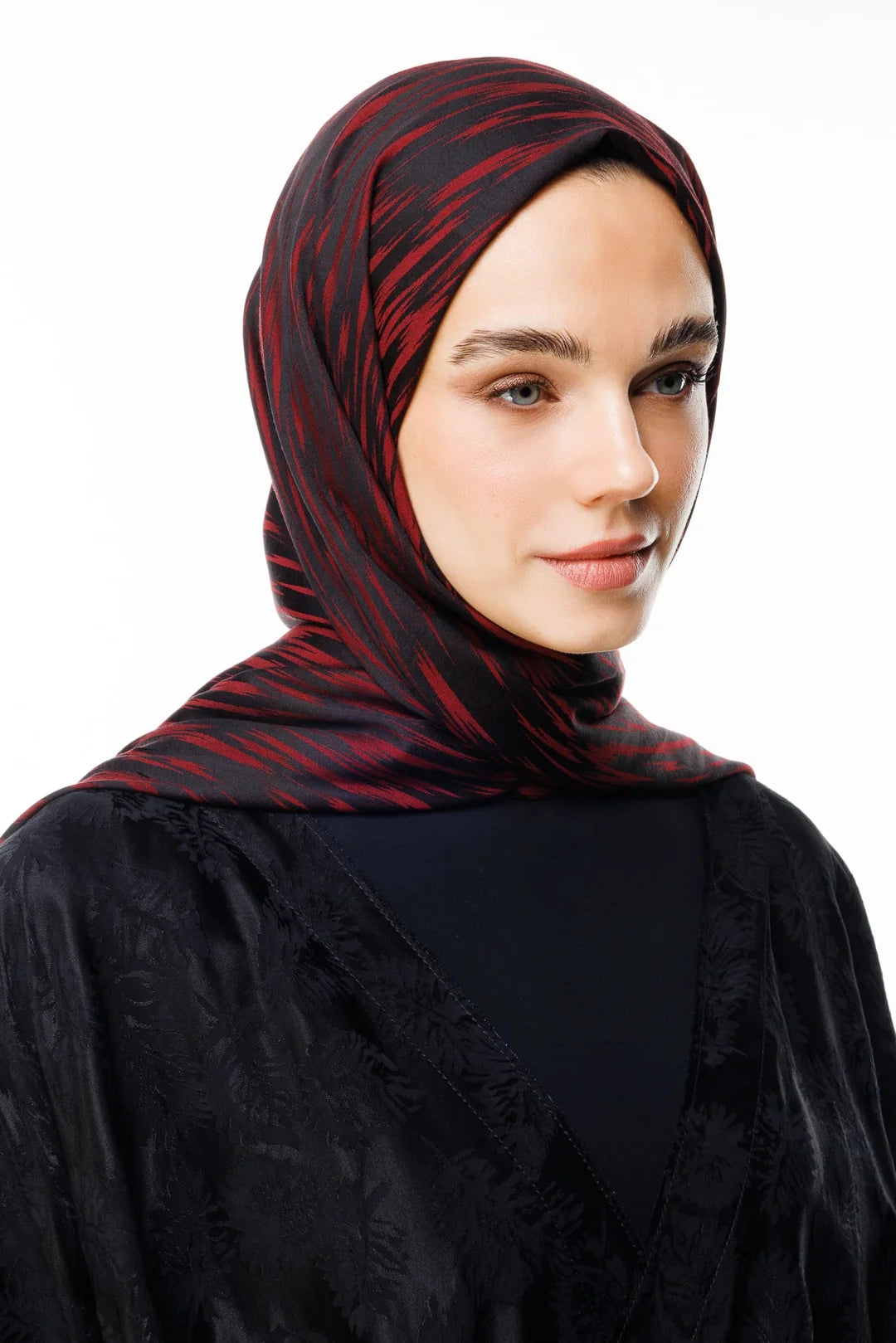 Selis Desen Çift Taraflı Şal Siyah - Bordo