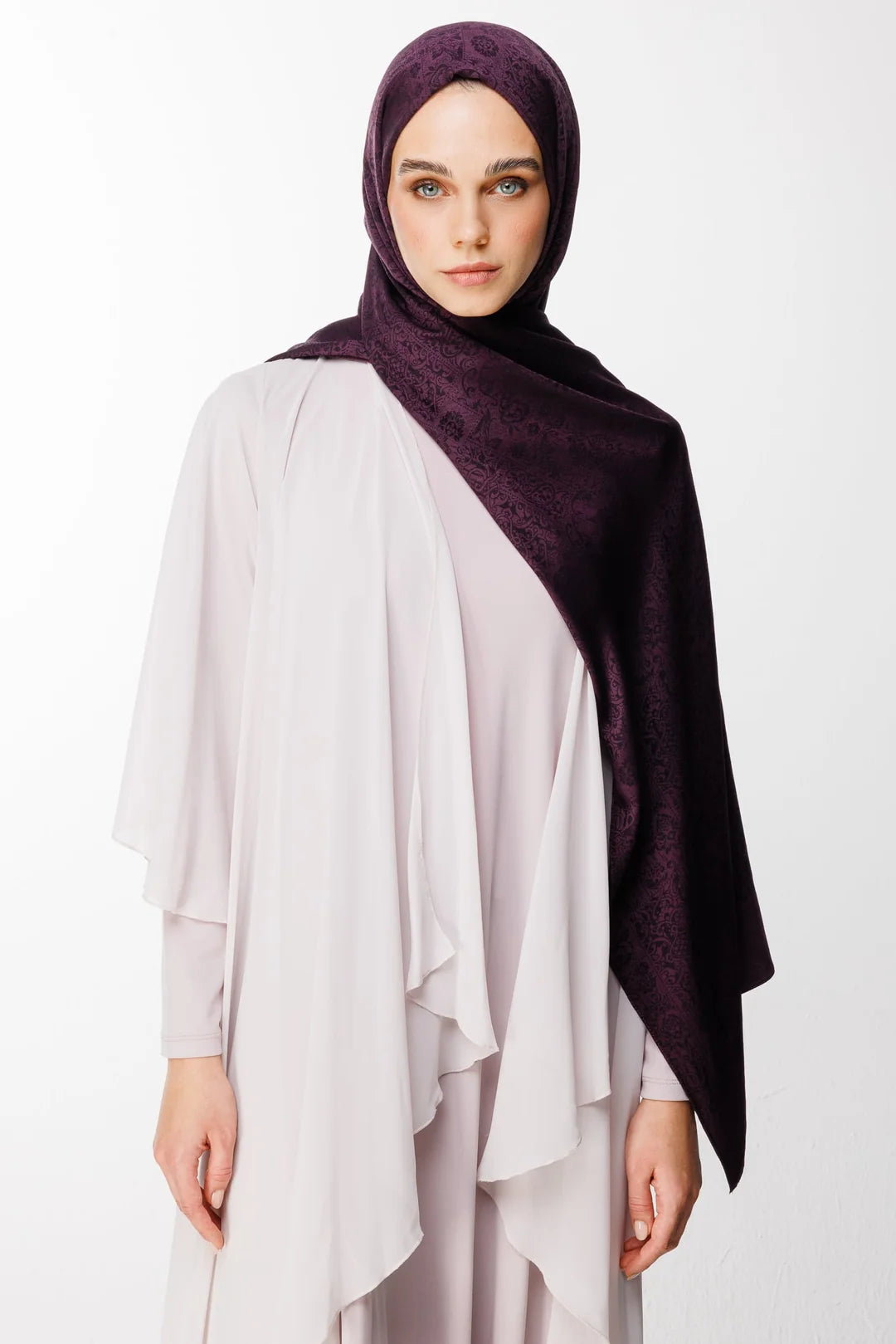 Henna Desen Çift Taraflı Şal Mor - Siyah