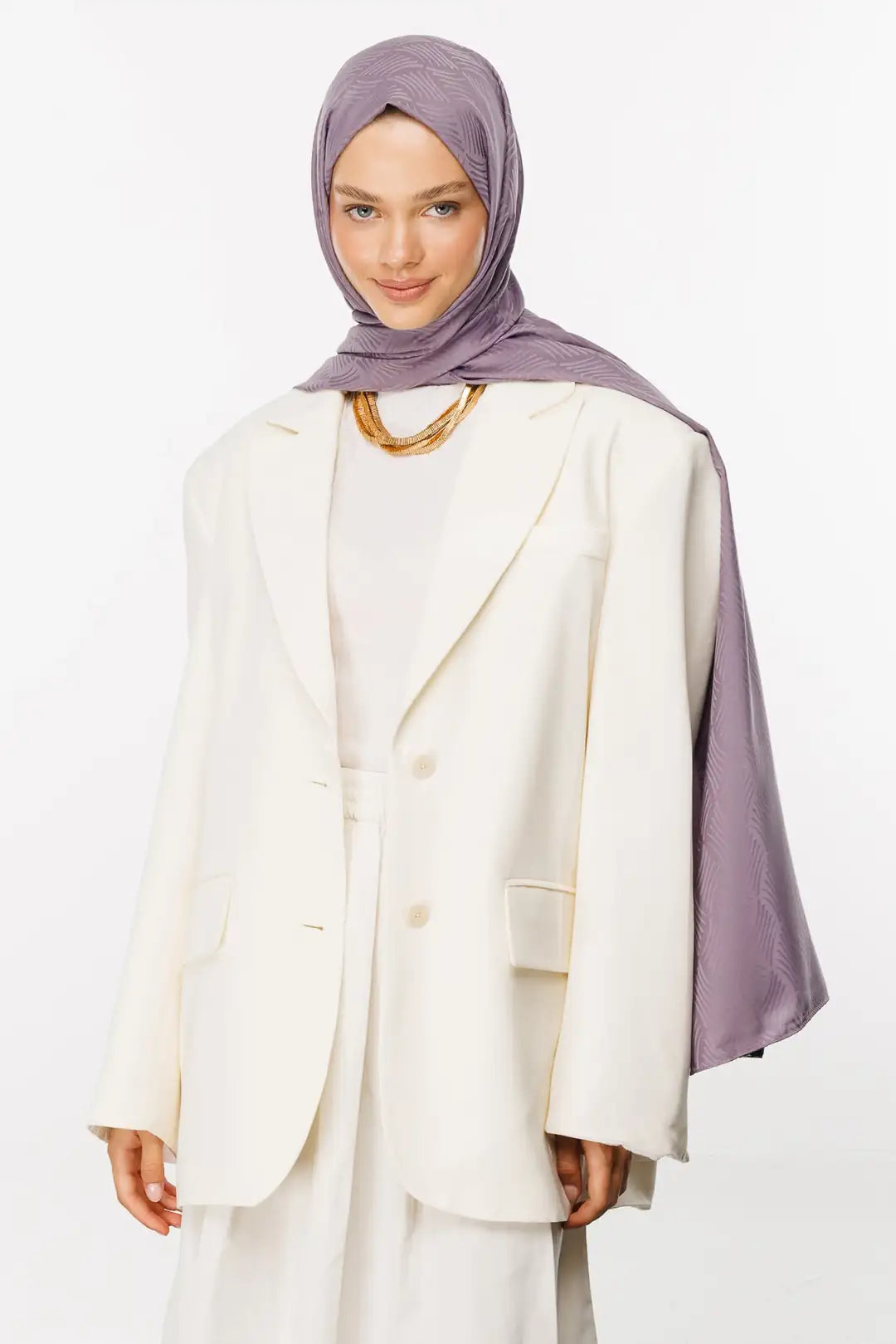 Aura Desen İpeksi Jakar Şal Lavanta