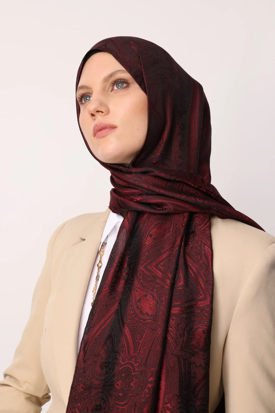 Liva Desen Shine Line Şal Siyah - Bordo