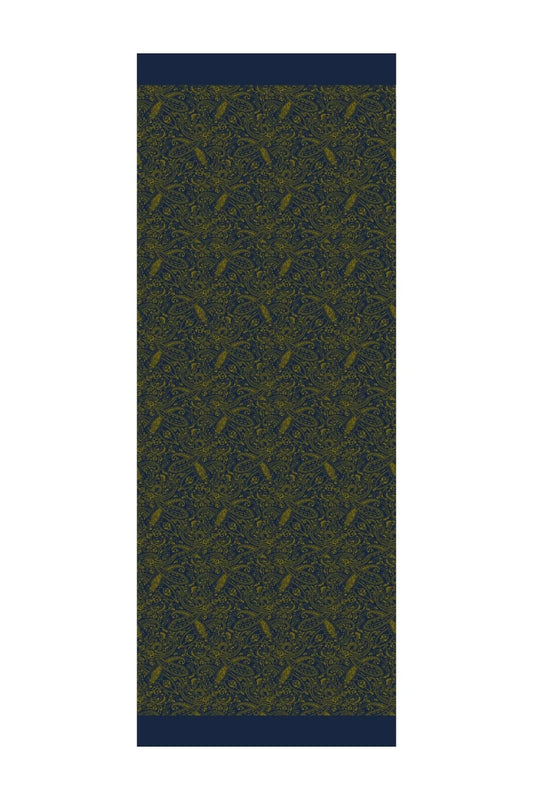 Velora Desen Çift Taraflı Şal Lacivert  - Yağ Yeşili